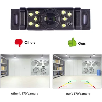 Automobilių Atsarginės Kameros Galinio vaizdo Atbuline Kamera su 170° Plataus Kampo 9 LED Žibintai Super Aišku, Naktinio Matymo Visoms Transporto priemonėms,
