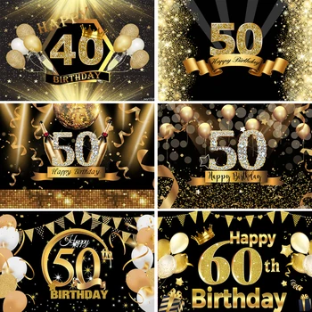 20 Funkcijos Juodojo Aukso Blizgučiai Balionai Suaugusiųjų Fone Vyras Moteris Laimingas 30 40 50 60 Gimtadienio Fotografijos Fone