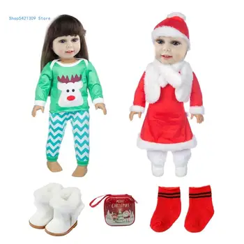 85WA Mergina Lėlės Kalėdų Drabužius Nustatyti 18inch Lėlės Vaikams Mergina Žaislas Apranga