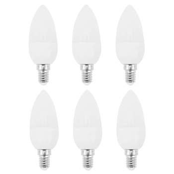 6pcs LED Lempų, Žvakių elektros Lemputės, Žvakidės 2700K kintamoji srovė 220-240V, E14 470LM šaltai Balta 3W