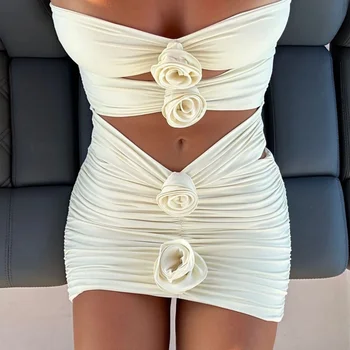 3D Gėlių Trijų dalių Bikini maudymosi kostiumėlis su Sijonu Moteris 2024 Naujus moteriškus Maudymosi kostiumėlius Padengti Iki Dizaineris Biquini Paplūdimio Maudymosi Kostiumas