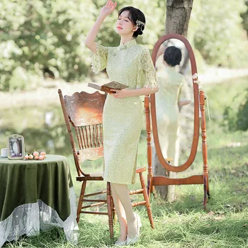 2023 Pavasario Vasaros Žakardo Cheongsam Elegantiškas Mados Pagerėjo Šviežių Jaunų Kinų Suknelė Veiklos Nuotrauka Qipao Moterims