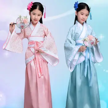Kinų Tradicinė Vaikų Spausdinti Hanfu Suknelės Mergaitėms Etninės Stiliaus Etapo Rezultatus Kostiumas Vestido Rytų