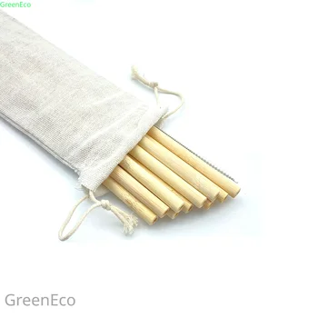 Natūralus Organinis Bambuko Šiaudų Nustatyti Ekologinio Draugiškas Bambuko Šiaudų Daugkartinio naudojimo Geriamojo Šiaudelius su Šiaudų Atveju Šepetys