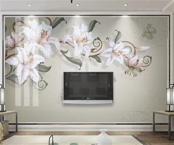Naujas Kinijos modernus, paprastas ir elegantiškas lily aliejaus tapybai gėlių Europos foną užsakymą tapetai, freskos paple 3d