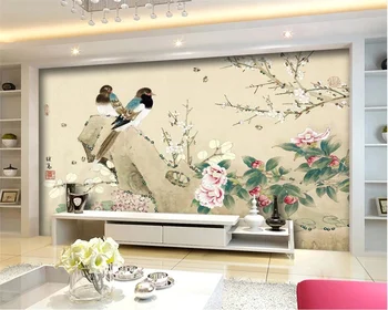 Individualizuotos fono paveikslėlį 3d ranka-dažytos rašiklį ir gėlių Kinijos TELEVIZIJA fono paveikslėlį kambarį miegamojo viešbučio restorano 3d tapetai
