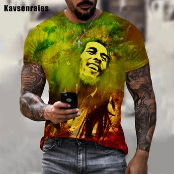 2023 Vasaros vyriški marškinėliai Atvėsti Roko Bob Marley 3d Spausdinimo O-kaklo trumpomis Rankovėmis Gatvės Hip-hop ' Negabaritinių Viršūnes & Tees Vyrų Drabužiai.