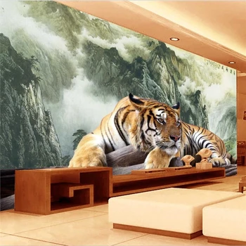wellyu papel de parede para quarto Užsakymą tapetai Drėgmės banga tigras karalius valdinga TV, sofa kambarį fone