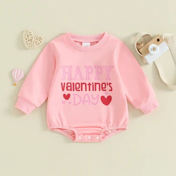 Baby Girl Valentino s Dienos Aprangą, Negabaritinių Marškinėlius Romper Megztinis Burbulas Romper Bodysuit Pavasario Apranga