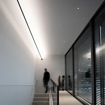 Minimalistinio Sienos Lempos, LED Juostos Juostos Sconce Šiuolaikinės Juoda Balta RGB Spalvinga Panorama Linijinis Šviesos Gyvenimo Fone Hoom Dekoras