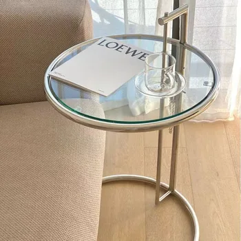 Šiaurės Kūrybos Stiklo Liftas, Kavos staliukas Skaidrus Sofos Pusėje Stalo Paprastas Šiuolaikinės Dizaineris C-formos Stalas iš Nerūdijančio Plieno
