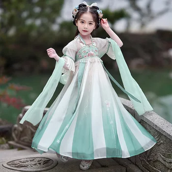 2023 Vasarą Naujų Pasakų Hanfu Vaikams Mergina Vaikų Kostiumas Tango Kostiumas Kinų Tradicinė Suknelė Princesė Drabužių Hanfu Suknelė