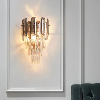 Nodic Prabanga Kristalų LED Siena Lempos, Modernus Minimalistinio Sconce Patalpų Apšvietimas Kambario Dekoro Miegamojo Kambarį Šviesos Šviestuvas