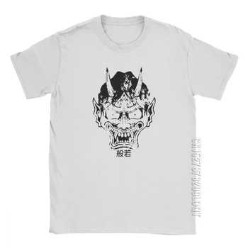 Vyras Japonija Demonas Baisu Marškinėliai Hannya Kaukė T-Shirt Nuostabi Trumpas Rankovėmis Pagrindinio Tees Įgulos Kaklo Drabužių 100% Medvilnės Spausdinti