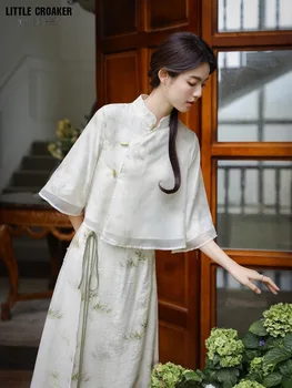 Moterų Xianqi Elegantiškas Zen moteriški Drabužiai Vasaros Cheongsam Pagerėjo Qipao Viršų Naujas Kinijos Nacionalinio Stiliaus Komplektas