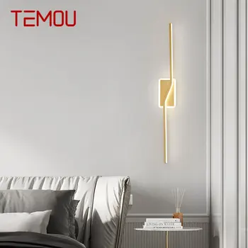 TEMOU Šiuolaikinio Aukso Žalvario Sienos Lempa LED 3 Spalvų Kūrybinis Dizainas Šalia Šviesos Lova Kambarį Dekoro