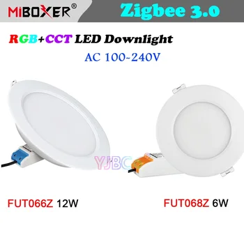 Miboxer Zigbee 3.0 6W 12W RGBCCT LED Downlight AC110V 220V Lubų Šviesos Turas grupė lempa Zigbee 3.0 Nuotolinio/APP/Valdymas Balsu