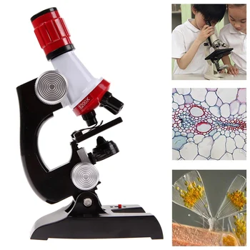Vaikams mokomieji Mikroskopo Komplektas Mokslo Laboratorijoje LED 100-1200X Žaislas Namų Mokykla
