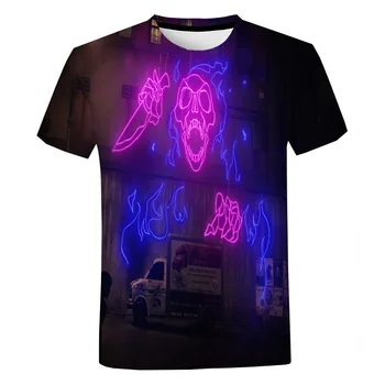 Vasaros Vyrų, Moterų Naują 3D Marškinėliai Spalvinga Neon Grafiti Mados Atsitiktinis Laisvi Marškinėliai Hip-Hop Street Negabaritinių Trumpas Rankovės