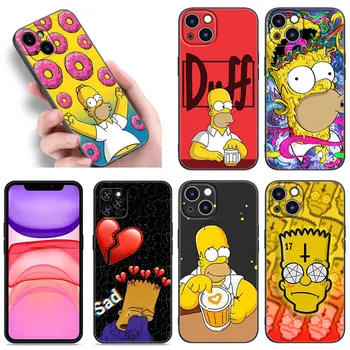 Homer Simpson Šeimos Telefono dėklas Skirtas Apple iPhone 12 13 Mini 11 14, Pro XS Max 6S 6 7 8 Plius 5S X XR SE 2020 2022 TPU Juodo Dangtelio