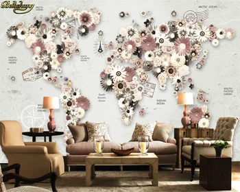 beibehang Užsakymą 3d tapetai, freskos gėlių žiedų pasaulio žemėlapyje, tv foną, sienos, namo apdailos papel de parede sienos popieriaus
