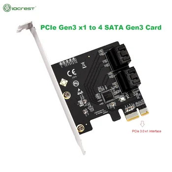 IOCREST PCIe 4 Uostų 6G SATA III 3.0 Valdiklio plokštė Ne Raid PCIe 3.0 x1 Plėtros Kortelę ar Žemo Profilio Laikiklis