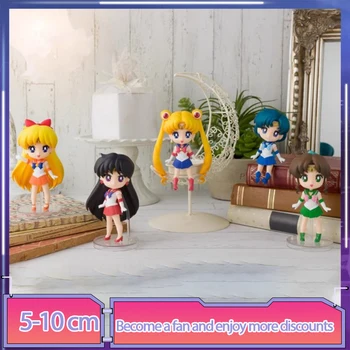 Originalus Bandai Sailor Moon Anime Pav Mini 9cm Sailor Mars Sailor Venus figūrėlių, Kolekcines, Modelis Žaislai Vaikams Dovanų