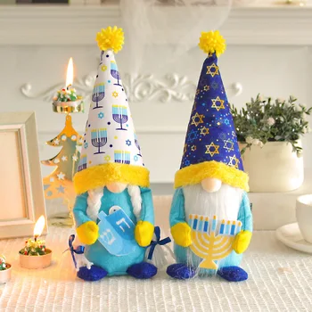 Mielas Hanukkah Lėlės Beveidis Gnome Elf Lėlės Kūrybos Mėlyna Ūgio Skrybėlę Rudolph Lėlės Ornamentu Namų Darbalaukio Dekoracija Dovanos Vaikams