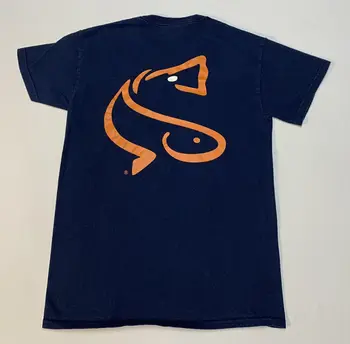 Charleston Žvejys Ešerių T-Shirt 2-Sided Mėlyna Palmetto Mėnulis Maža Kišenė SC