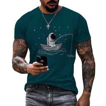 Vyrų Mados Vasaros Karšto Pardavimo Juokinga Astronautas 3D Atspausdintas T-shirt Unisex Atsitiktinis Patogiai Negabaritinių T Shirts