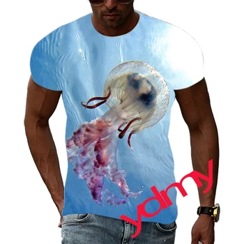 Vasaros Mados Povandeninis laivas Medūzos Nuotrauką T-Marškinėliai Vyrams, Atsitiktinis 3D Spausdinimo Tees Hip-Hop Asmenybės trumpomis Rankovėmis Apvalios Kaklo