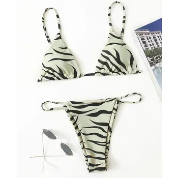 Seksualus Zebra Bikini 2024 M. Moteris maudymosi kostiumėlį Moterų maudymosi Kostiumėliai, moteriški Mini Diržas Bikini Nustatyti Vasaros Paplūdimio Plaukimo Maudymosi Kostiumas